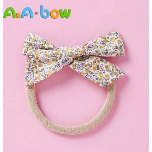 Flower Printed Baby Headband for Girl Bows Head Bands Turban Newborn Hair Clip Hairbands for Kids Haarband Baby Hair Accessories