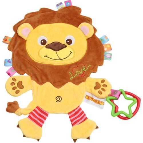 Baby Plush Towel Rubber Ring Comfort Doll Lion Pig Elephant Animal Rattles BB Device Multifunctional Toys Baby Towel