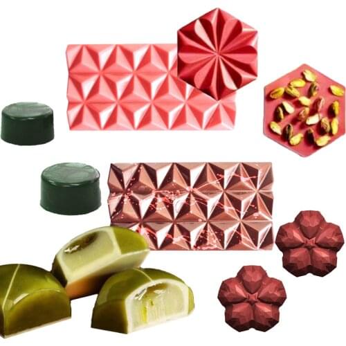 Meibum Chocolate Chunks Mould Multiple Geometric Polycarbonate Chocolate Mold Child Candy Tray Sweet Dessert Baking Tools