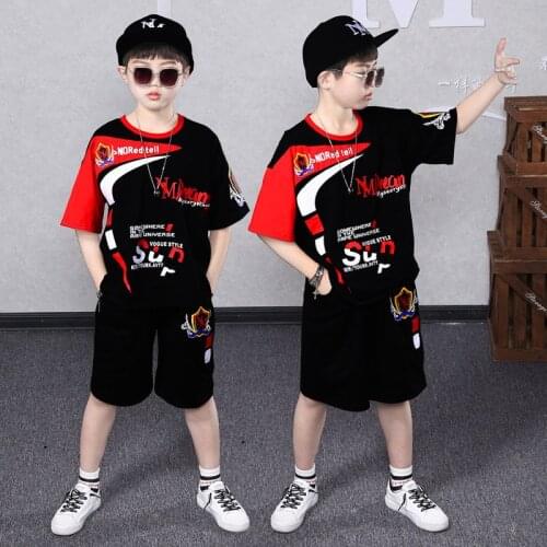 Summer Outfits Boys Clothing Set Children Short Sleeve T-shirt Shorts Two Pieces Set Kids Boys Clothes 6 7 8 9 10 12 Years Old