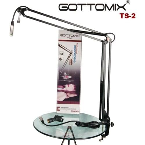 Gottomix TS-2 Microphone Desk Arm Deskmount Scissor Stand With Microphone Cable And Desk Mount Clamp, For Broadcast Studio
