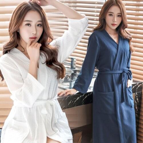Women Suck Sweat Elegant Bathrobe Sexy Summer Kimono Waffle Bath Robe Dressing Gown Bridesmaid Robes for Bride Wedding