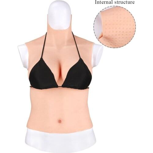 CYOMI 6G Crossdressing Fake Boobs New Upgrade CD Cup Silicone Half Bodysuit Breast Forms for Drag Queen To Prevent Sweating