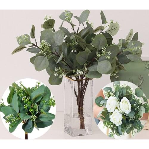 Variety of 1 bunch of artificial eucalyptus leaf stem eucalyptus branch artificial floral bouquet plant wedding holiday greenery