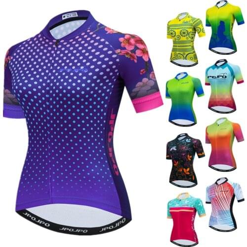 JPOJPO Pro Cycling Jersey Women Summer Mountain Bike Jersey Tops Team Sport Cycling Clothing Quick Dry MTB Bicycle Shirt Maillot