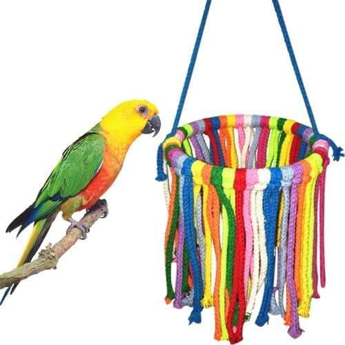 Handcraft Bird Swing Toy Creative Cotton Rope Bird Chew Toy Bird Hanging Toy Bird Cage Toy