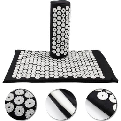 Yoga Back Body Massage Acupressure Mat With Massage Pillow Set for Natural Relief of Stress Pain Tension Spike With Carry Bag