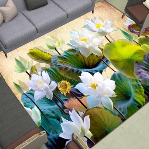 Lotus Area Rugs Large Natural Artistic Illustration Floor Mats Maple Leaves Home Living Room Bedroom Hallway Dormitory Carpet