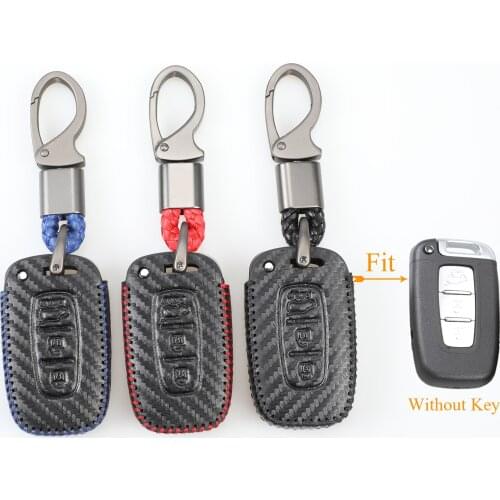 Kutery 3 Butttons Leather Remote Key Case For Hyundai Solaris Veloster IX35 Accent Elantra i30 For KIA RIO K2 K3 Sportage