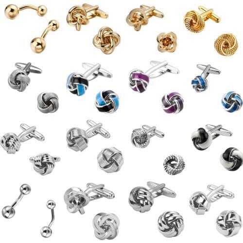 Brass material The groom wedding dress design twist Cufflinks mens shirts Cufflink high quality gold and silvery knot Cufflinks