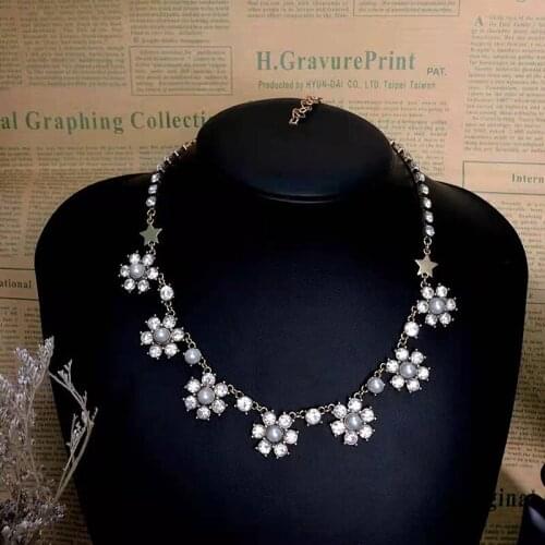 Fashion Crystal Flower Pendant Necklace For Women Girls Cute Plant Copper Charms Stainless steel Chain Choker Jewelry Gifts