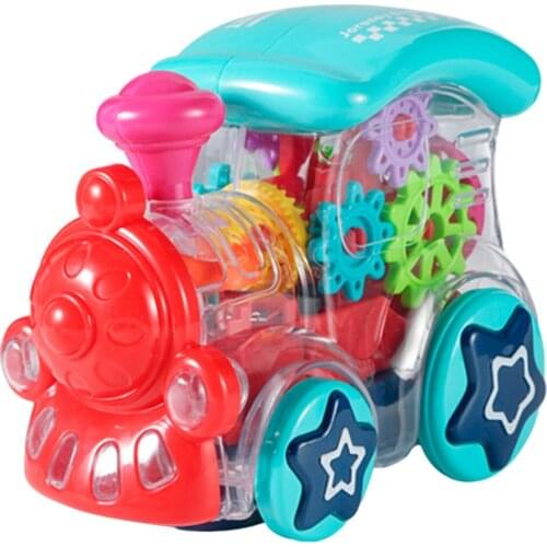 Cartoon Electric Locomotive Toy with Light and Sound for Kids Age 3 and Up Classic Toy