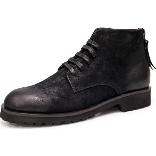 Men Ankle Casual Boots High Street Wear Luxury Trainers Riding Equestrian Leather Chelsea Male Black Spring Boots Flats Shoes
