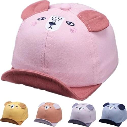 New Children Baseball Cap Baby Cartoon Bear Ear Fashion Unisex Personality Cotton Shade Soft Hat