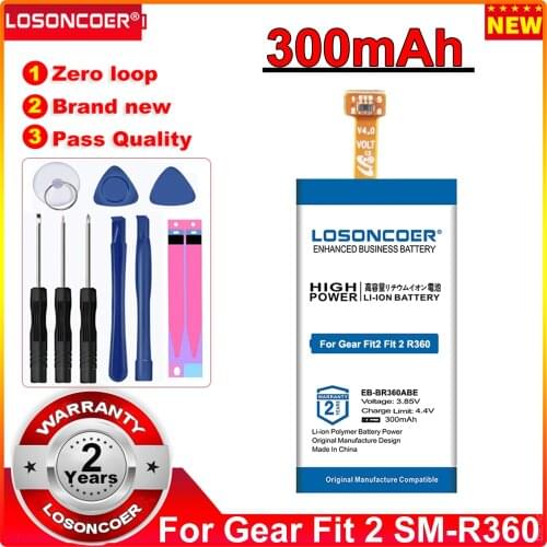 Latest Production Battery LOSONCOER 300mAh EB-BR360ABE For Samsung Gear Fit2 Fit 2 R360 SM-R360 Battery
