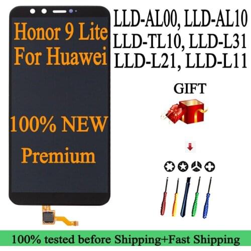 100% NEW LLD-AL00/AL10/TL10/L31/L21/L11Premium Quality LCD For HUAWEI Honor 9 Lite Touch Screen Replacement Display With Frame