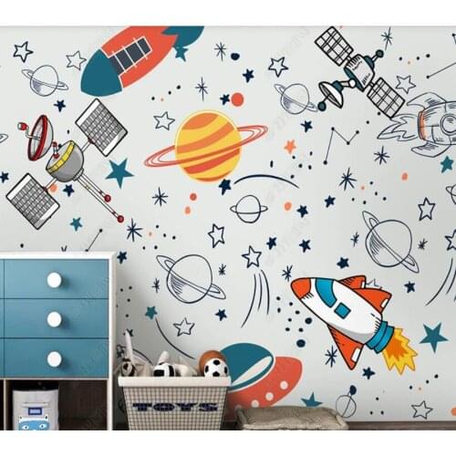 Custom papel parede Space Astronaut Rocket Planet Satellite 3D Childrens Room for living room bedroom decoration wallpaper