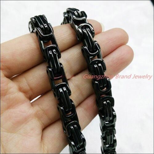 8-40" 8.5mm New Handmade Gift Fashion 316L Stainless Steel Black Byzantion Box Chain Mens Boys Necklace High Quality