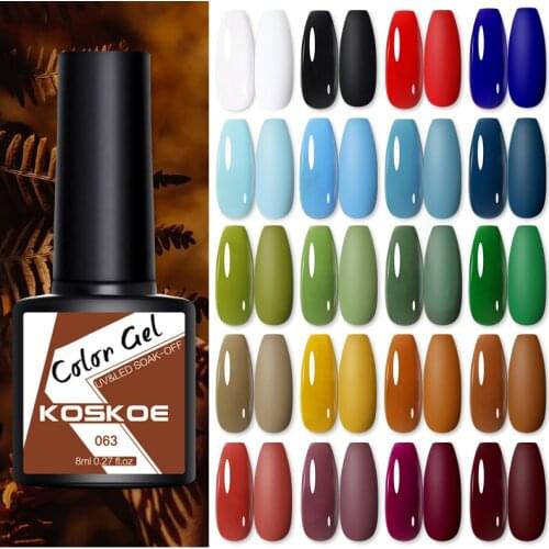 KOSKOE 8ml Nail Gel Polish Semi Permanent Hybrid Varnish Soak Off UV LED Gel Polish Nails Design Gellak Base Top Coat Manicure