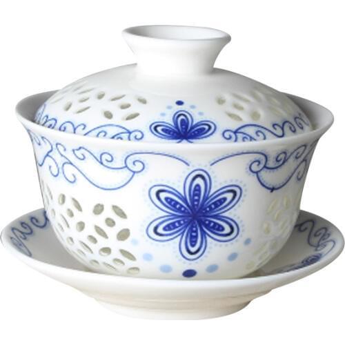 Jingdezhen Kungfu hollow tea cover bowl handmade ceramic tea tools 150ML