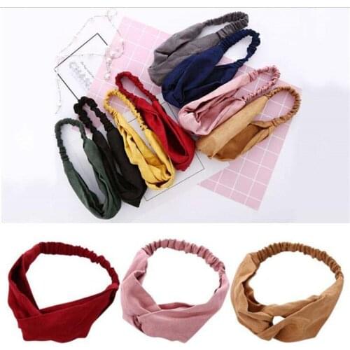 Fashion Women Summer Autumn Suede Headband Vintage Cross Knot Elastic Hair Bands Soft Solid Girls Hairband Hair Accessories