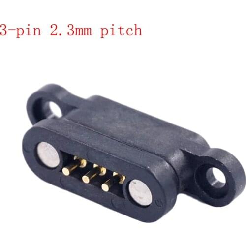 1-3Pairs Spring Loaded Magnetic Pogo Pin Connector 3 Positions Magnets Pitch 2.3 MM 3PThrough Holes PCB Solder Male Female Probe