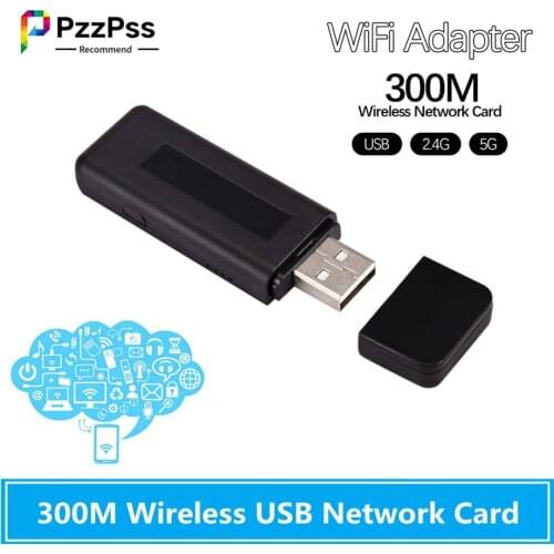 PzzPss 300Mbps Wifi Adapter High Speed 2.4G 5G RT5572 Universal Dual Band Wireless Network Card Mini USB 2.0 Portable