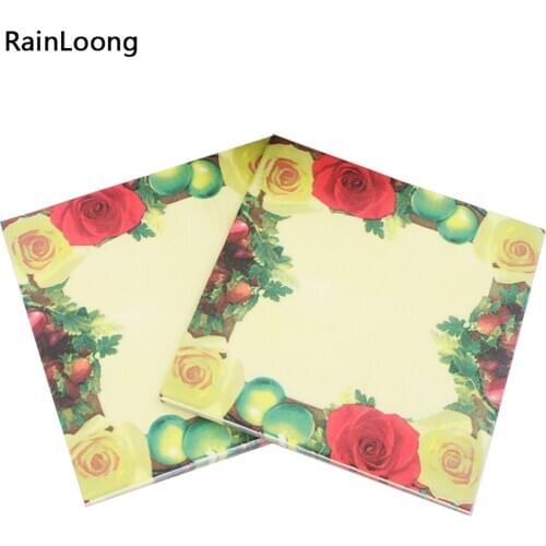 [RainLoong] Floral Paper Napkin Para Festas & Party Tissue Napkin Supply Decoration 33cm*33cm 1 pack (20pcs/pack)