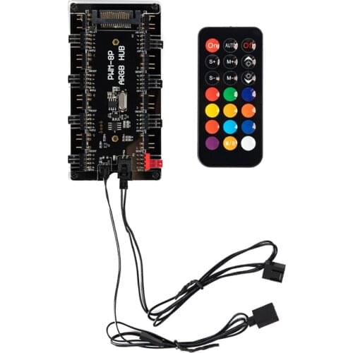 1 to 8 Cooling Fan HUB Splitter SATA Supply 12V 4 Pin PWM ARGB Addressable Splitter For Desktop PC Light Cooler Control Adapter