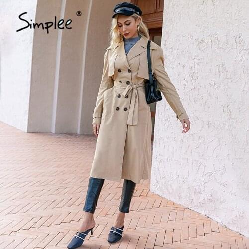 SIMPLEE Women's Long Trench Coats