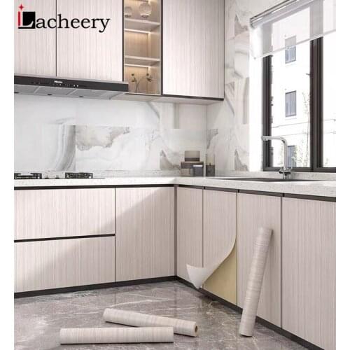 Wood Grain Kitchen Cabinets Wallpaper Self-adhesive Waterproof Wall Stickers Contact Paper Wardrobe Furniture Door Decals Film