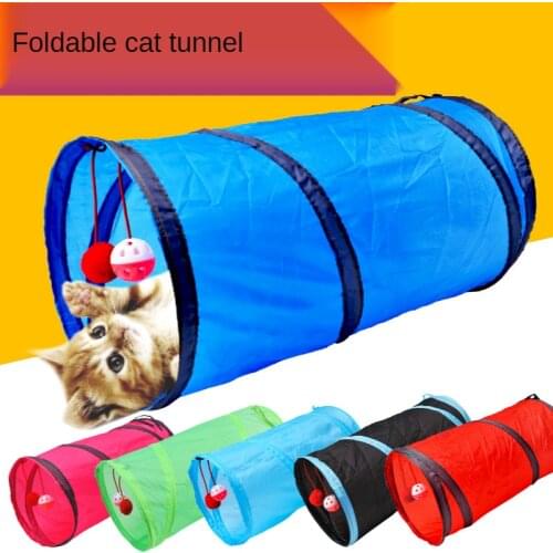 5 Colors Small Animals Tunnels and Tubes 25*50cm Rabbit Ferret Guinea Pig Cat Tunnel with Fun Bell Collapsible Small Pets Toys