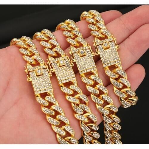 Hip Hop Jewelry Men Gold Chain Domineering Exaggerated Cuban Necklace for Women Shiny Diamond Necklace Goth Streetwear