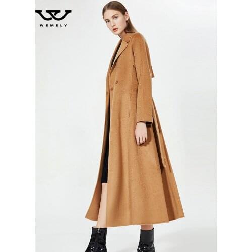 Water ripple double-sided cashmere coat womens medium length 2021 new autumn and winter loose A-shaped over knee wool coat