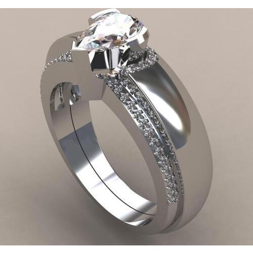 European Creative 925 sterling silver Bridal Ring Sets for Wedding Engagement Women Cubic Zircon Crystal Rings Set Lady