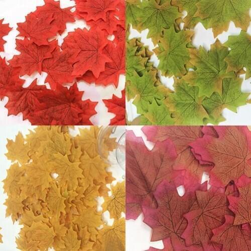 100 Pcs Artificial Plant Fall Fake Silk Leaves Wedding Favor Autumn Maple Leaf Wedding Decoration Wholesale High Quality DIY New