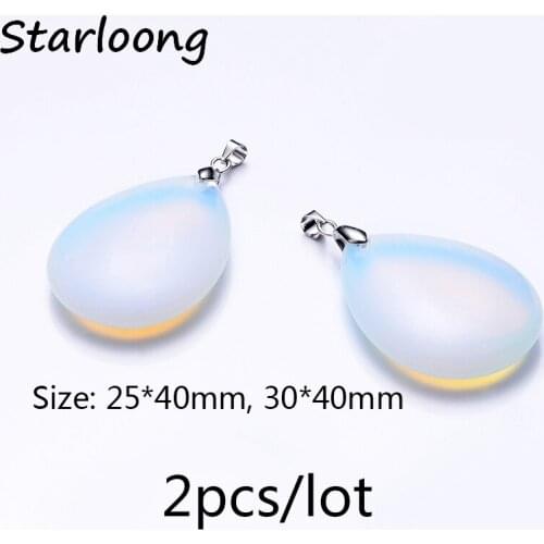 2pcs/lot new fashion big flat water drop pendant white opal glass lampwork pendant charm pendant for necklace DIY jewelry making