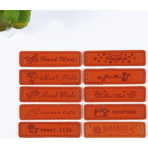 2000pcs Handmade PU Leather Tags Bird Sewing Machine Pattern Embossed Label DIY Flag Labels For Garment Sewing Accessories