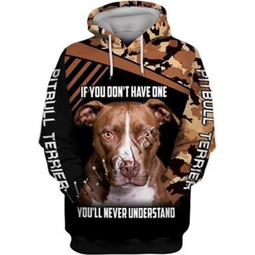 2021 Fashion Animal Pit Bull 3D Printed Hoodie Men Women Casual Pet Dog Designs Hooded Oversized Hooded Coat Drop Shipping WQ-63