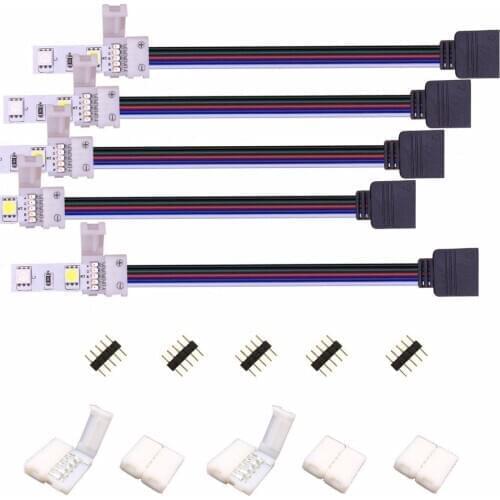 5X 5pin RGBW/RGBWW LED Strip Light 10mm Wide Connection Cable,RGBW LED Stripe 17cm Long Converter Adapter Corner Connector ST261