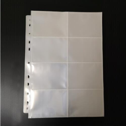 50pages/lot 8 pocket 11 holes 95*68mm Pocket Size Soft Photo Album Cards Page for Post Card Currency Collection Board Game