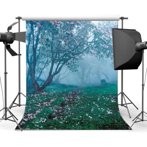 5x7ft Photography Backdrop Fairy Tale Mysterious Forest Flowers Grass Field Newborn Baby Toddlers Portraits Background