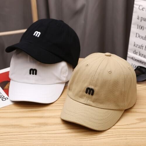M letter baseball cap outdoor short brim fashion sports hat men and women casual hat dad hat hip hop hat American winter summer