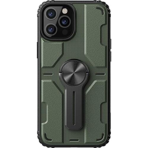 Phone Shell Shockproof Back Cover Case with Assembled Stand Armor Shell for iPhone 12 Mini/12/Pro/Max Smartphone