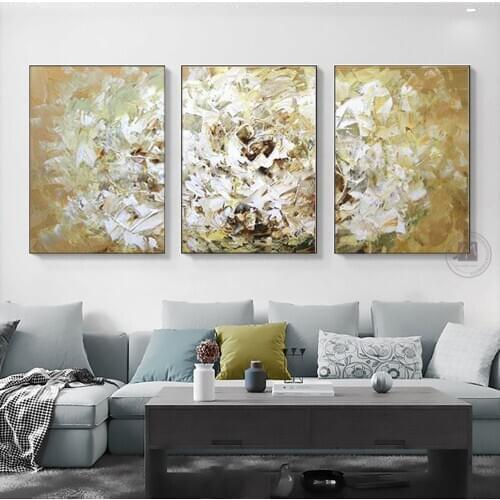 Wall decor painting decorative canvas painting Oil painting golden flower modern abstract oil paintings for living room Gold