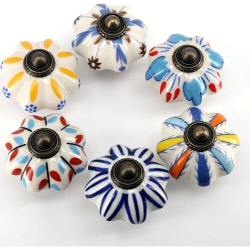 12PCS Decorative Ceramic Door Knobs, Vintage Porcelain and Ceramic Drawer Knobs, Furniture Cabinet Knobs Pulls