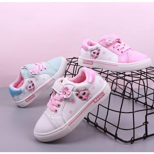 Disney childrens cartoon frozen princess plus velvet warm non-slip soft sole casual shoes girl student sports shoes running