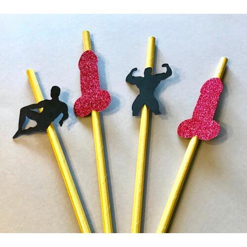 Bachelorette Party Straws, Male Stripper Straws, Bachelorette Party Supplies, Hen Party Straws