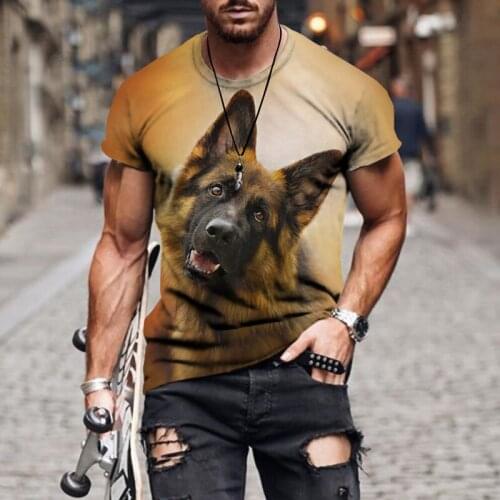 New 3d Printing T-shirt for Men Cute Dog Cool Breathable Short Sleeves Trendy Casual Tshirt