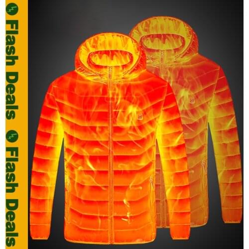 Hot Heating Jacket Coat Men Women Warm Male Coat USB Infrared Electric Heated Outwear Winter Female Hooded Jackets Couples Suits